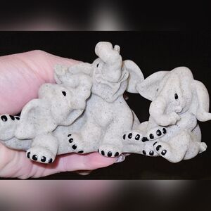 Second Nature Quarry Critters Elephant Trio Figurine 5x2.5x3"